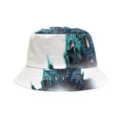 Blue Castle Halloween Horror Haunted House Inside Out Bucket Hat by Sarkoni