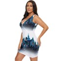 Blue Castle Halloween Horror Haunted House Draped Bodycon Dress View2