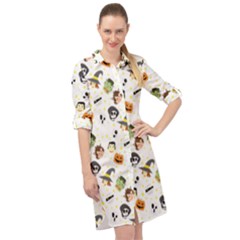 Happy Halloween Vector Images Long Sleeve Mini Shirt Dress