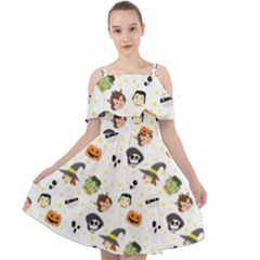 Happy Halloween Vector Images Cut Out Shoulders Chiffon Dress by Sarkoni