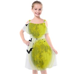 Happy Halloween Kids  Cut Out Shoulders Chiffon Dress