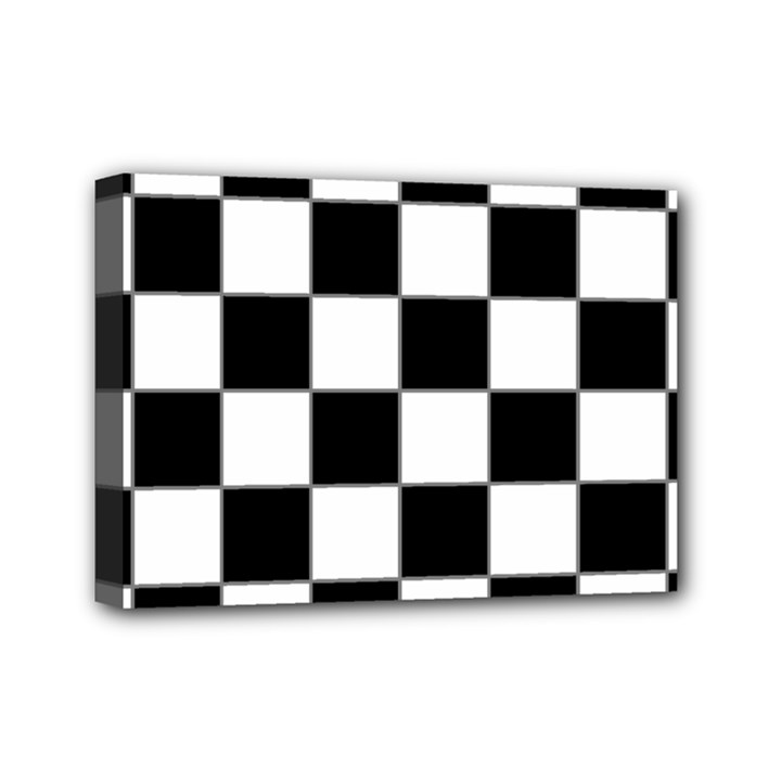 Black White Chess Board Mini Canvas 7  x 5  (Stretched)