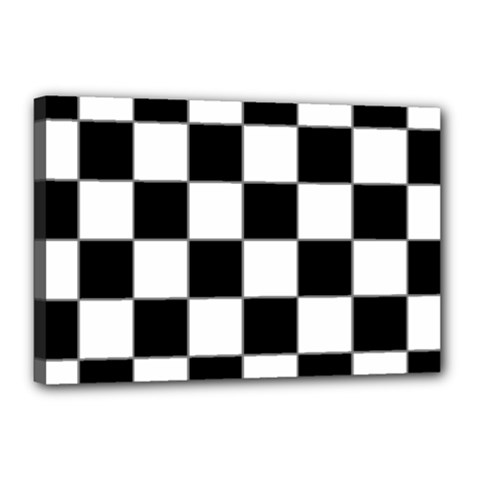 Black White Chess Board Canvas 18  X 12  (stretched) by Ndabl3x