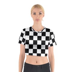 Black White Chess Board Cotton Crop Top by Ndabl3x