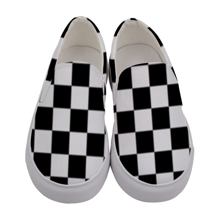 Black White Chess Board Women s Canvas Slip Ons