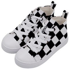 Black White Chess Board Kids  Mid-top Canvas Sneakers by Ndabl3x