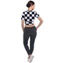 Black White Chess Board Short Sleeve Cropped Jacket View2