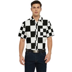 Black White Chess Board Men s Short Sleeve Pocket Shirt  by Ndabl3x