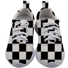 Black White Chess Board Kids Athletic Shoes by Ndabl3x