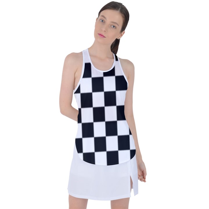 Black White Chess Board Racer Back Mesh Tank Top