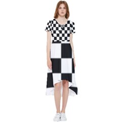 Black White Chess Board High Low Boho Dress by Ndabl3x