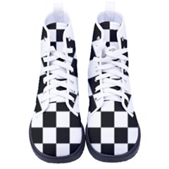 Black White Chess Board Kid s High-top Canvas Sneakers by Ndabl3x