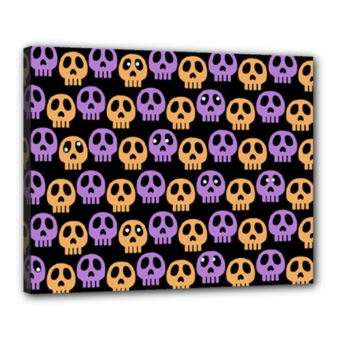 Halloween Skull Pattern Canvas 20  X 16  (stretched) by Ndabl3x