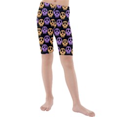 Halloween Skull Pattern Kids  Mid Length Swim Shorts by Ndabl3x