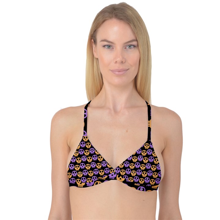 Halloween Skull Pattern Reversible Tri Bikini Top