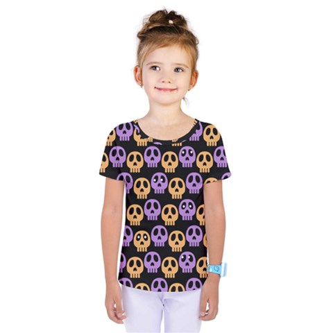 Halloween Skull Pattern Kids  One Piece T-shirt by Ndabl3x