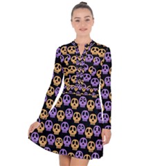 Halloween Skull Pattern Long Sleeve Panel Dress by Ndabl3x