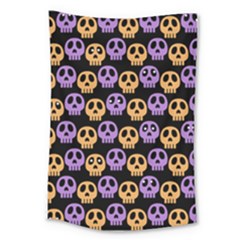 Halloween Skull Pattern Large Tapestry by Ndabl3x