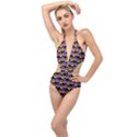 Halloween Skull Pattern Plunging Cut Out Swimsuit View1