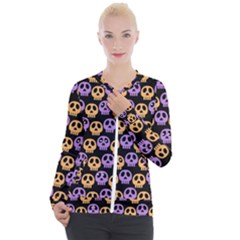 Halloween Skull Pattern Casual Zip Up Jacket by Ndabl3x