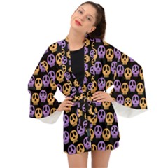 Halloween Skull Pattern Long Sleeve Kimono by Ndabl3x