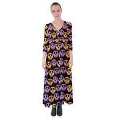 Halloween Skull Pattern Button Up Maxi Dress by Ndabl3x