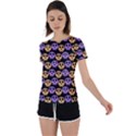 Halloween Skull Pattern Back Circle Cutout Sports T-Shirt View1