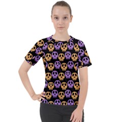 Halloween Skull Pattern Women s Sport Raglan T-shirt