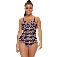 Halloween Skull Pattern Retro Full Coverage Swimsuit by Ndabl3x