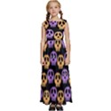 Halloween Skull Pattern Kids  Satin Sleeveless Maxi Dress View1