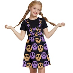 Halloween Skull Pattern Kids  Apron Dress by Ndabl3x