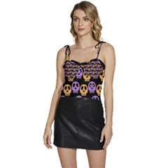 Halloween Skull Pattern Flowy Camisole Tie Up Top by Ndabl3x