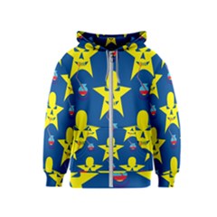 Blue Yellow October 31 Halloween Kids  Zipper Hoodie by Ndabl3x