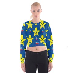 Blue Yellow October 31 Halloween Cropped Sweatshirt by Ndabl3x