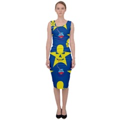 Blue Yellow October 31 Halloween Sleeveless Pencil Dress by Ndabl3x