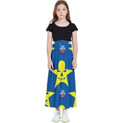 Blue Yellow October 31 Halloween Kids  Flared Maxi Skirt by Ndabl3x