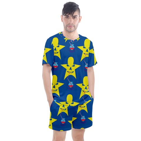 Blue Yellow October 31 Halloween Men s Mesh T-shirt And Shorts Set by Ndabl3x