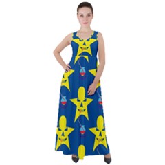 Blue Yellow October 31 Halloween Empire Waist Velour Maxi Dress by Ndabl3x