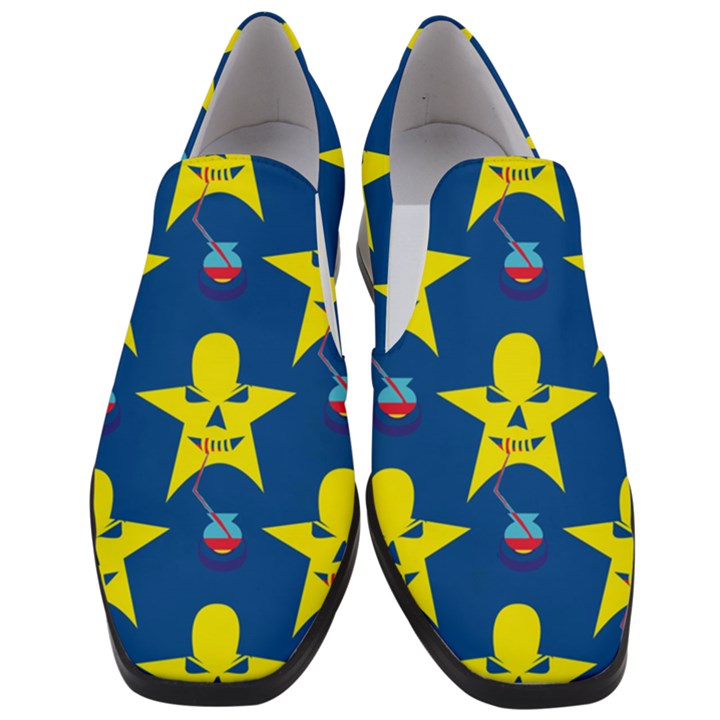 Blue Yellow October 31 Halloween Women Slip On Heel Loafers