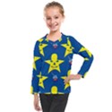 Blue Yellow October 31 Halloween Kids  Long Mesh T-Shirt View1