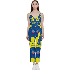 Blue Yellow October 31 Halloween V-neck Camisole Jumpsuit