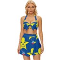 Blue Yellow October 31 Halloween Vintage Style Bikini Top and Skirt Set  View1