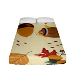 Leaves Foliage Acorns Barrel Fitted Sheet (full/ Double Size) by Ndabl3x