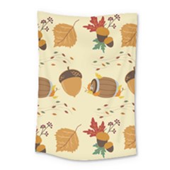 Leaves Foliage Acorns Barrel Small Tapestry by Ndabl3x