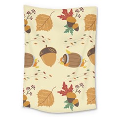 Leaves Foliage Acorns Barrel Large Tapestry by Ndabl3x