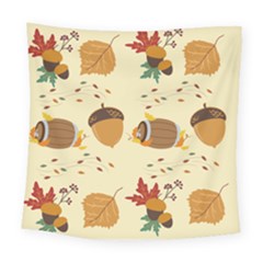 Leaves Foliage Acorns Barrel Square Tapestry (large) by Ndabl3x