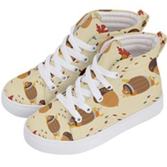 Leaves Foliage Acorns Barrel Kids  Hi-top Skate Sneakers by Ndabl3x