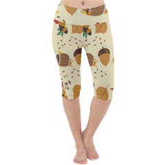 Leaves Foliage Acorns Barrel Lightweight Velour Cropped Yoga Leggings by Ndabl3x