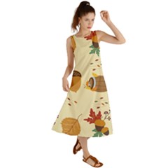 Leaves Foliage Acorns Barrel Summer Maxi Dress by Ndabl3x