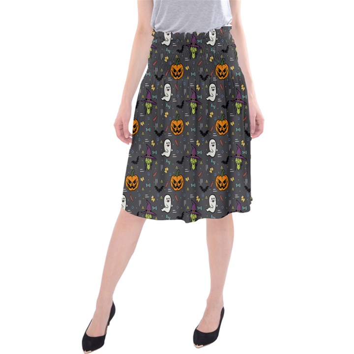 Halloween Bat Pattern Midi Beach Skirt